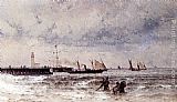 Famous Shipping Paintings - Shipping Near A Harbour Entrance